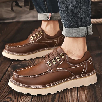 Scarpe da uomo in vera pelle naturale di marca di lusso Scarpe da ufficio casual da lavoro più grandi scarpe da passeggio con fondo spesso Size34-46 1