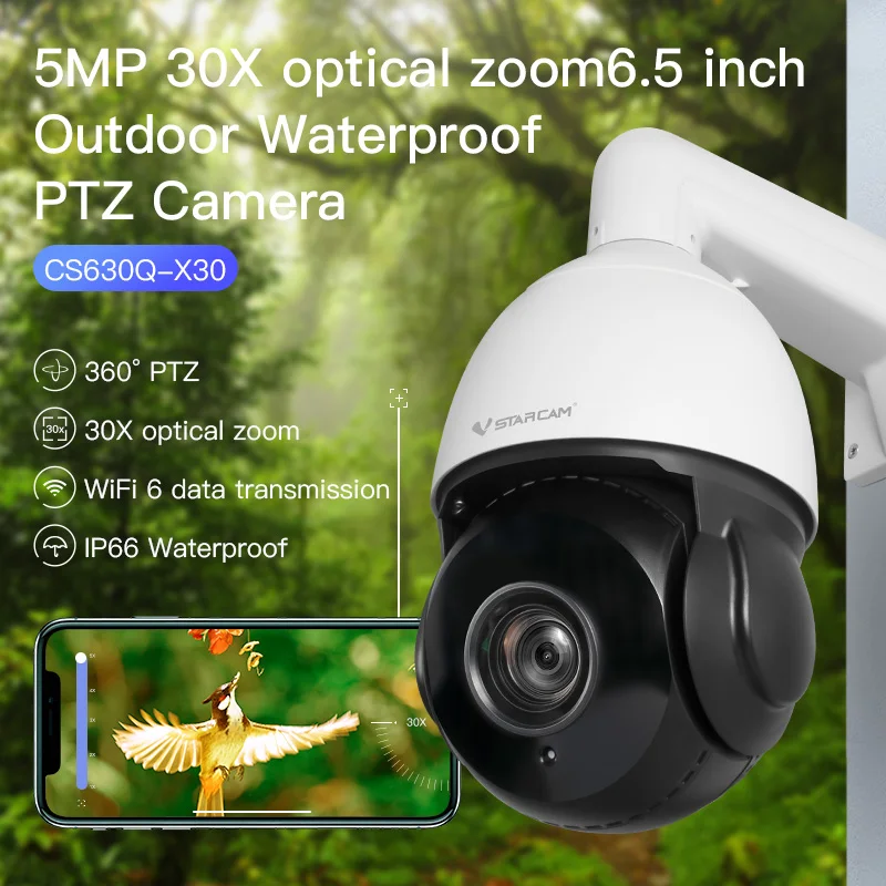 

Vstarcam Optical 5MP 30X Zoom Dome PTZ Wifi Camera Outdoor IP Camera Two-way Audio Human Detection Auto Tracking IR Night Vision