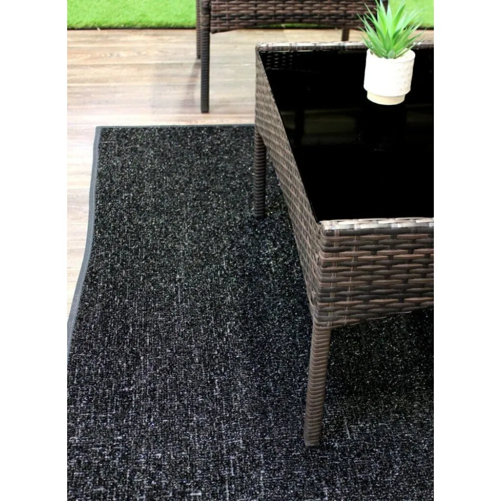 Outdoor Artificial Grass Turf Area Rugs Black Fake Floor Grass Carpet, Non Slip Deck Mat for Home and Commercial Use-12'x20'