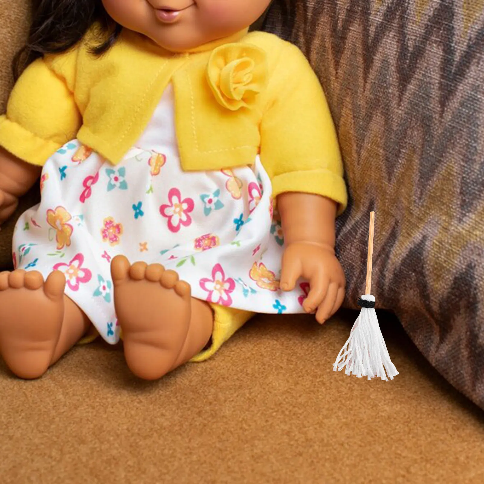 15Pcs 미니 청소 걸레 세트 작은 인형 집 액세서리 DIY 창의적인 놀이 및 장식을 위한 현실적인 미니어처 가정 용품