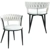 Velvet Dining Chairs Set of 2, Modern Upholstered Woven Dining Chairs with Curved Backrest,  Dining Room Accent Chairs 1