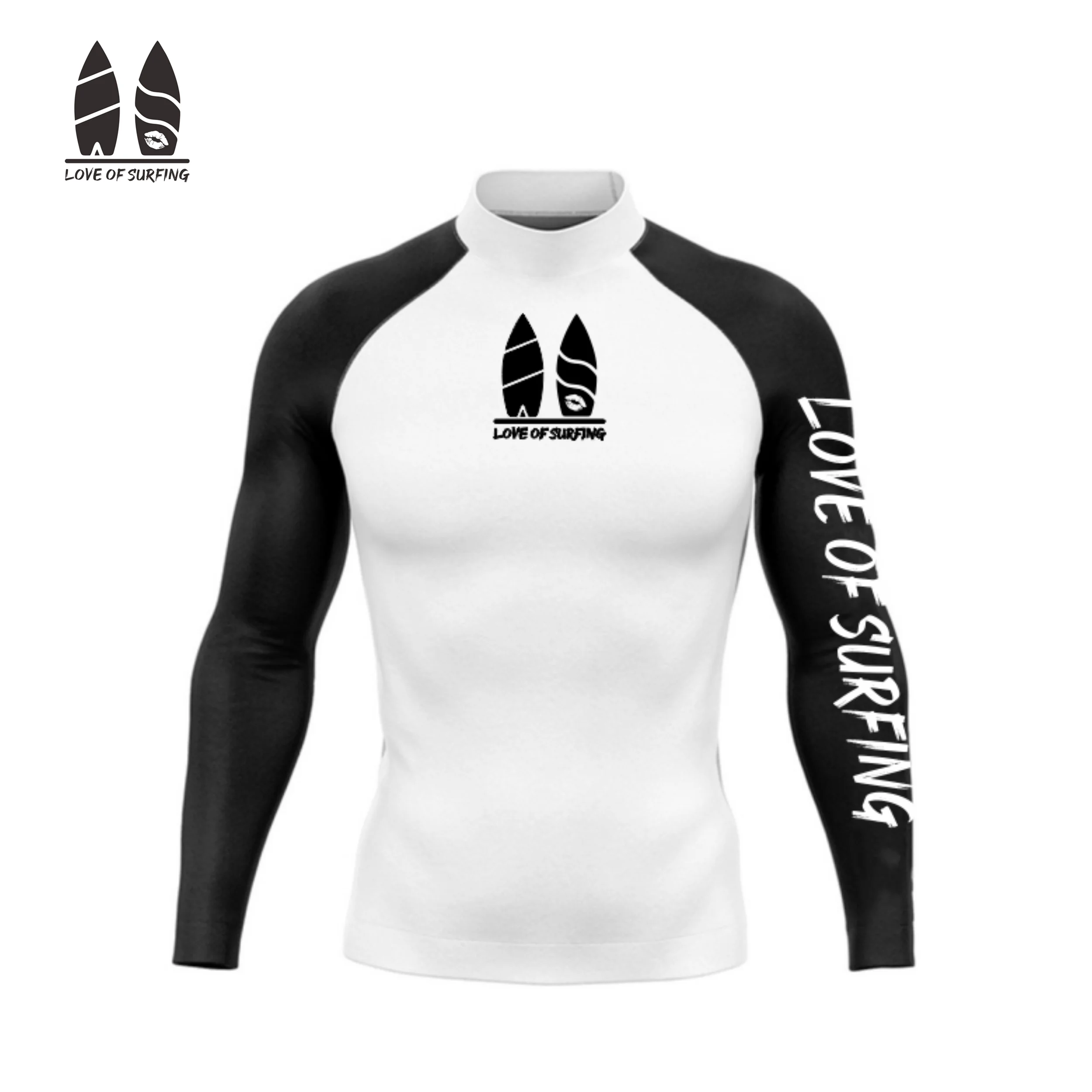 Amore del surf estate manica lunga da uomo Uv Protect camicie Rashguard nuoto surf immersioni abbigliamento costumi da bagno Rash Guard uomo