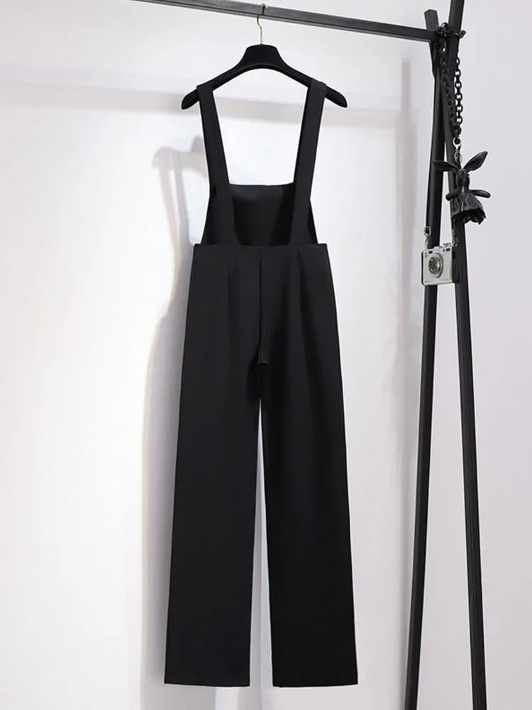 EWQ Sweet Style Women Jumpsuits Drape Split Solid Color High Waist Bandage Female Jumpsuit Spring Summer 2023 New 27SN1323