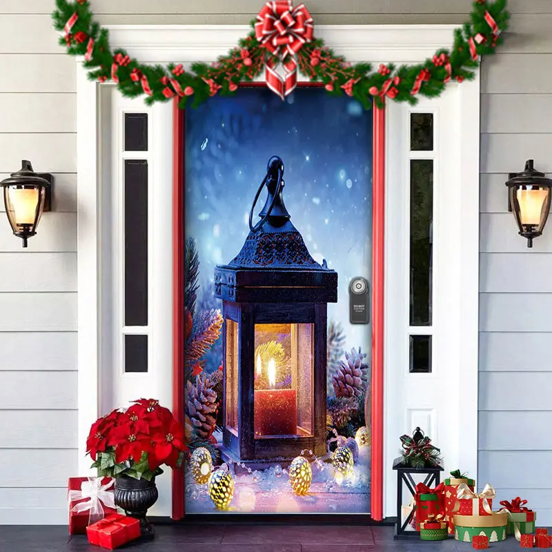 thumbnail image 1 of Cortina de puerta navideña 2024, adorno para árbol de Navidad de Papá Noel, muñeco de nieve, pancarta de fondo de Feliz Navidad, decoración para fiesta en casa, 1 of 5