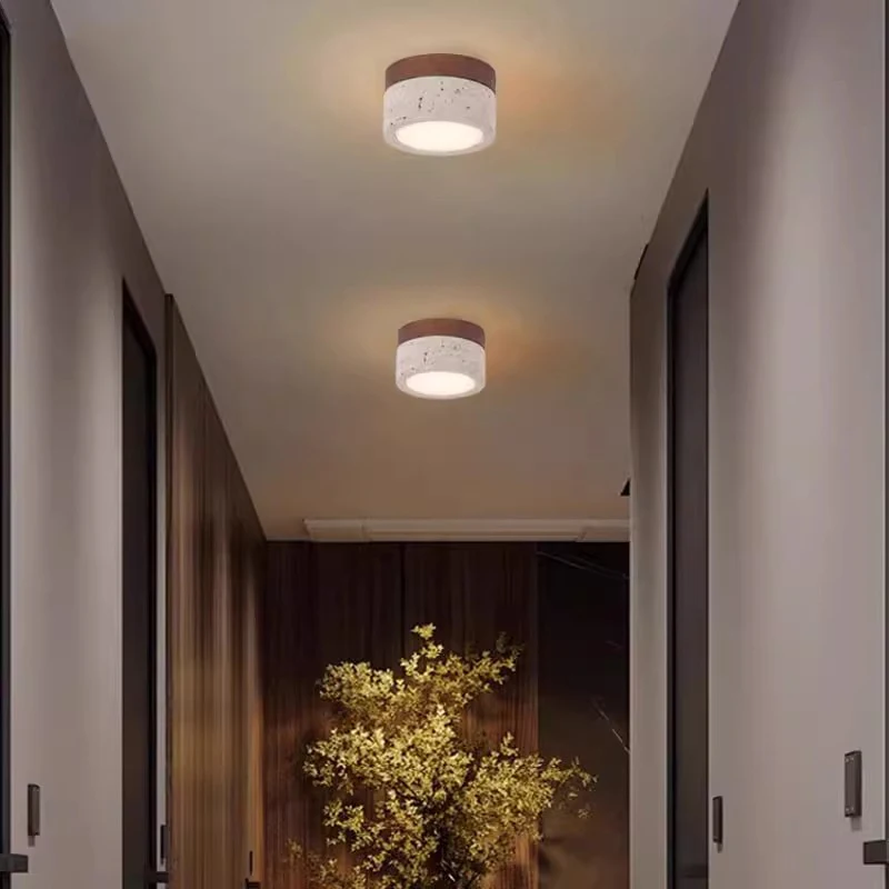 Wabi Sabi Stone LED Ceiling Light Brown room installation