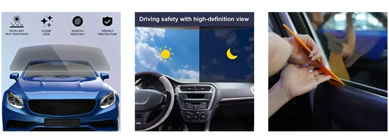 Solar UV-Schutz Fensterfolie Aufkleber, Auto-Fenstertönungsfolie Dunkelschwarz Auto-Folien Tönungsfolie Glas Auto – Detail 3