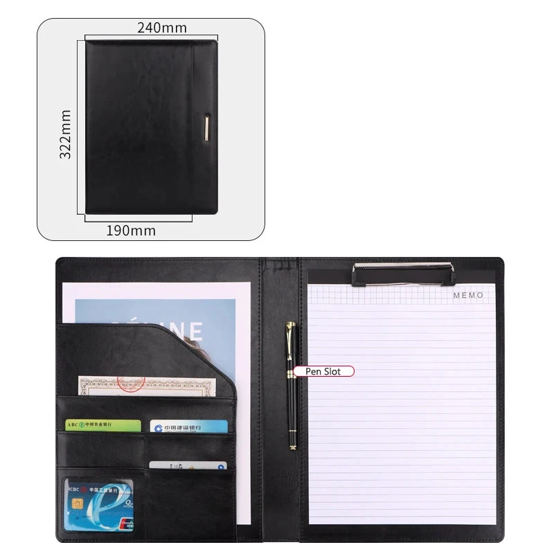 A4 비즈니스 Padfolio 파일 폴더 로즈 골드 문서 홀더 클립보드 폴더 가죽 책상 주최자 회의 쓰기 패드 사무실