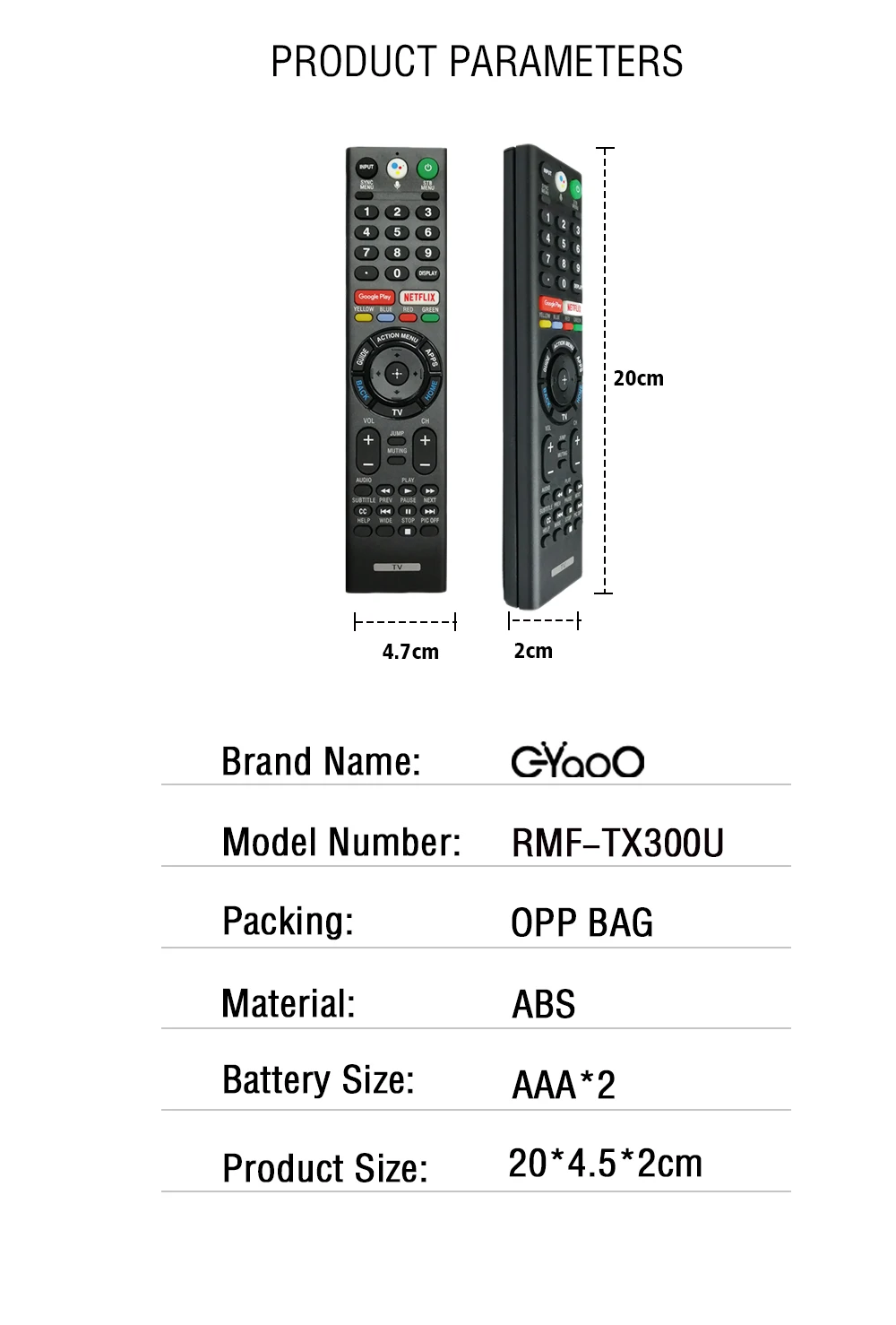 Controle remoto de voz RMF-TX300E para sony