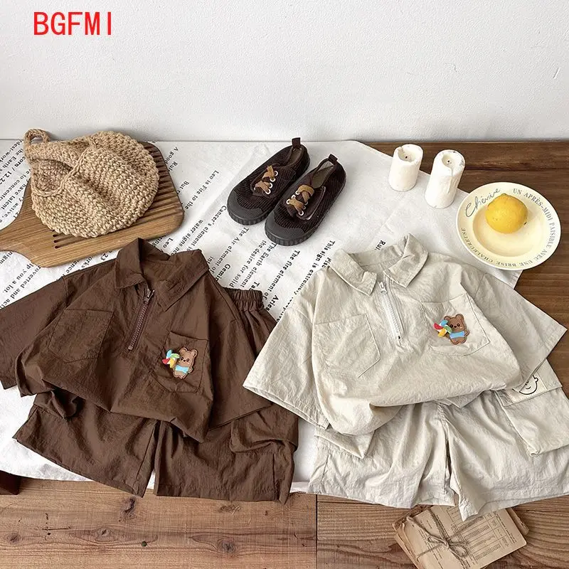 Baby Boys Casual Clothes Sets Summer Children Cotton Cartoon Windmill Polo Shirts + Shorts 2pcs Suit for Kids Kids Outfits 1-5Y