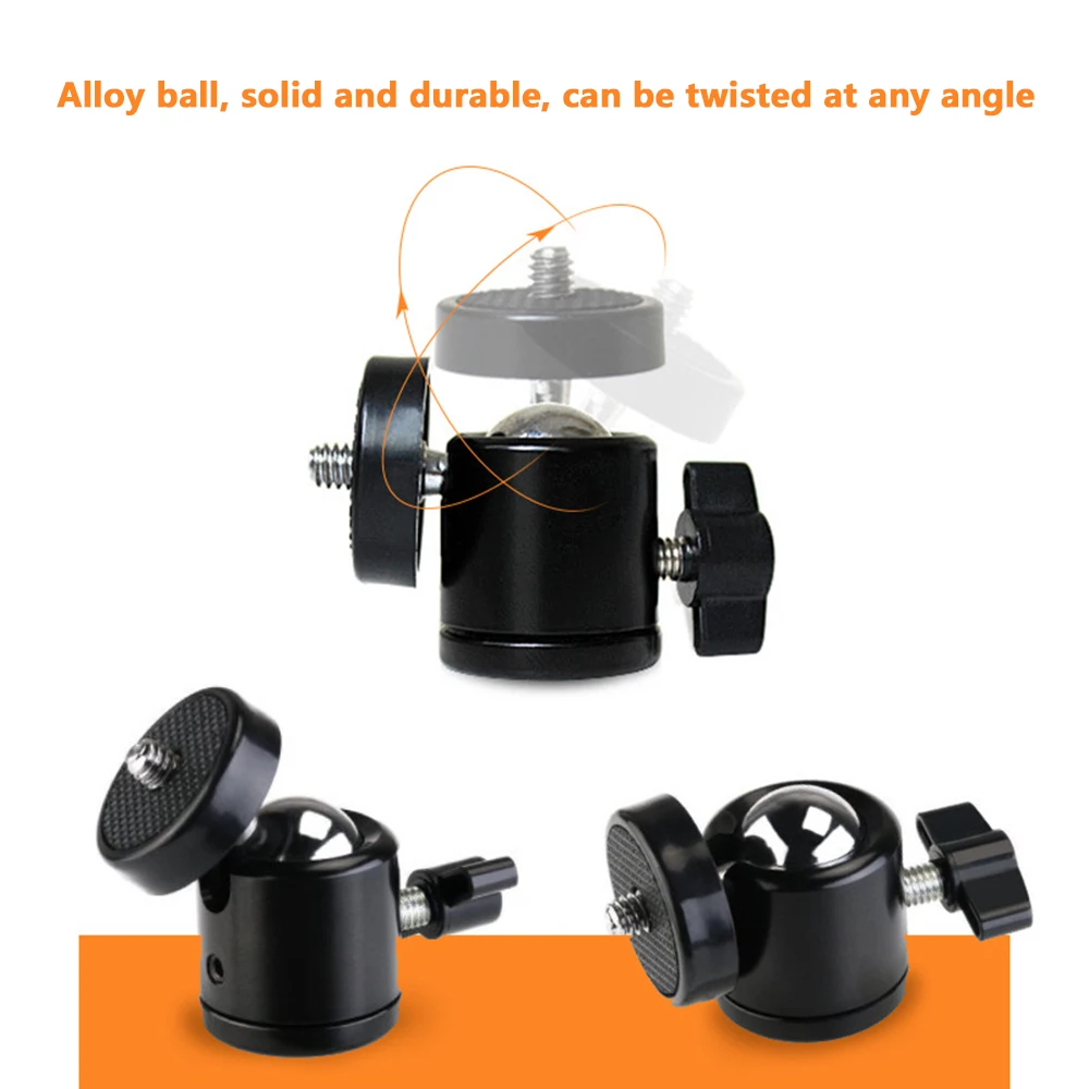 1pc Mini Tripod Ball Head 1/4 & 3/8 Hot Shoe Adapter Cradle for DSLR Camera 360 Rotatable Camera Tripod Bracket Holder Mount tripod ball head