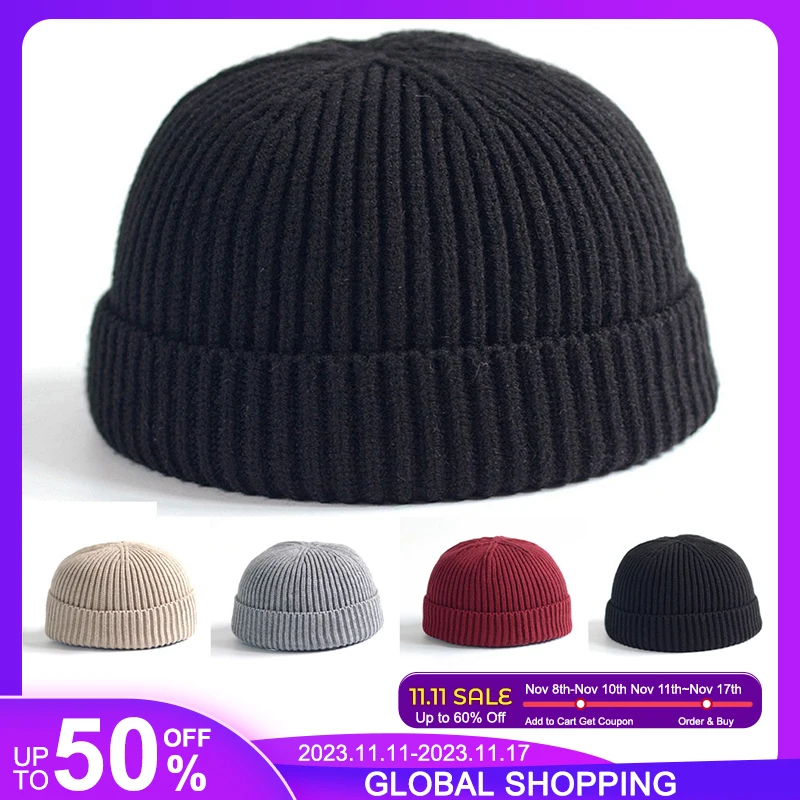 

1pc Knitted Hat Beanie Cap Fisherman Brimless Cap multicolor Winter Warmer Thermal Hat for outdoor ski Running riding fishing