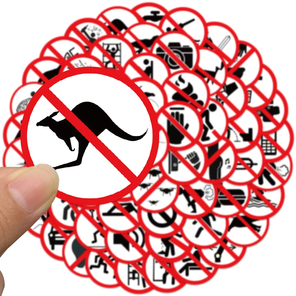 62pcs Funny Warning Stickers Danger Banning Sign Viny DIY Decal Car Scooter Motorcycle Suitcase Violation Sticker Classic Toy 4