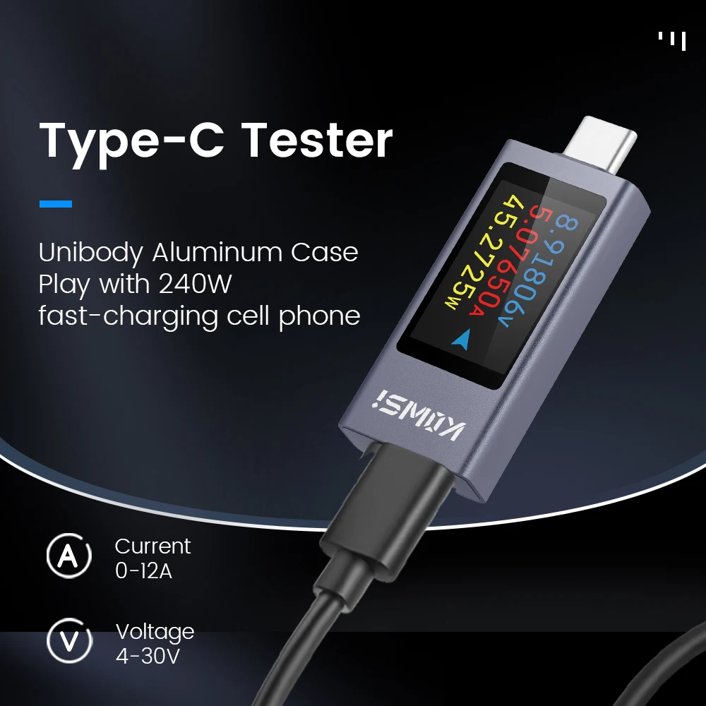 전압 측정기 전류 전압 용량 배터리 테스터 USB/Type-C 볼트 전류 검출기 충전기 용량 테스터 미터 DC 4-30V
