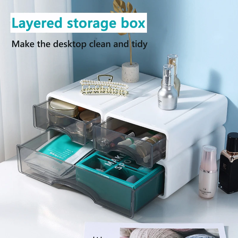 New Desk Storage Drawers Organizer Document Sundries Box Cosmetic Desktop  Storage Box Cabinet Home Office Stationery Stackable