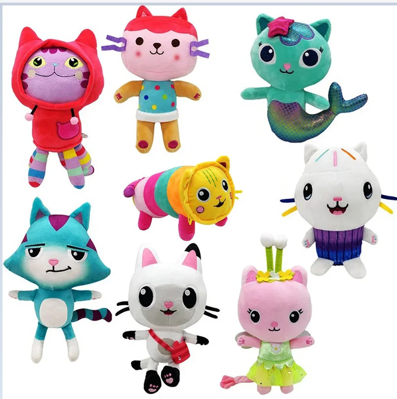 2024 New Gabby Dollhouse Peluche Mercat Cartoon Animali Di Peluche Gatto Sorridente Auto Gatto Abbraccio Gaby Girl Dolls Regali Di Compleanno Per Bamb