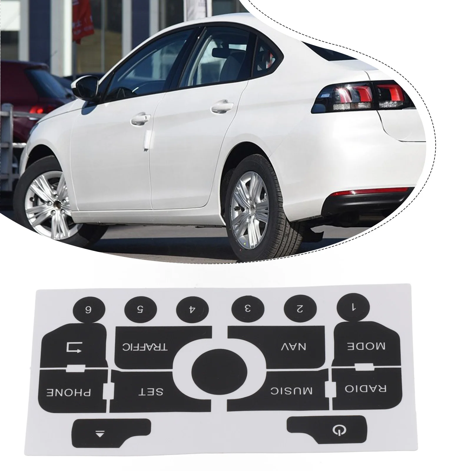 Auto Taste Reparatur Aufkleber Aufkleber Für 308 Für 3008 Für C3 Für C5 Nav Radio Push Button Auto Zubehör Vinyl reparatur Aufkleber – Detail 4