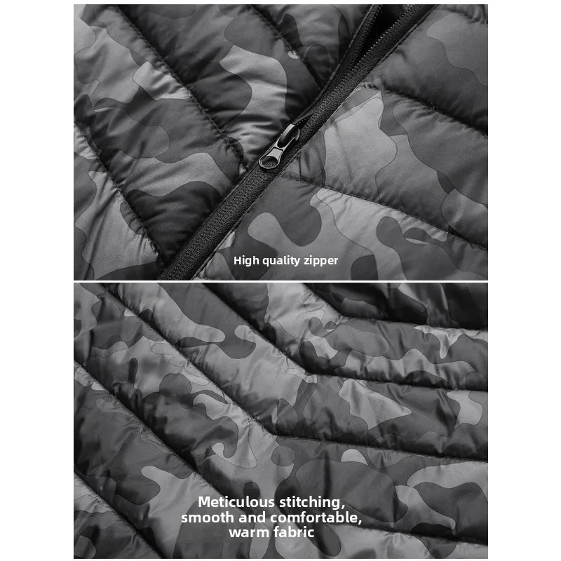 Men's Camouflage Heated Cotton Filled Vest Outdoor Multi-Sport Functional Sleeveless Jacket Fishing Hiking Skiing Activities