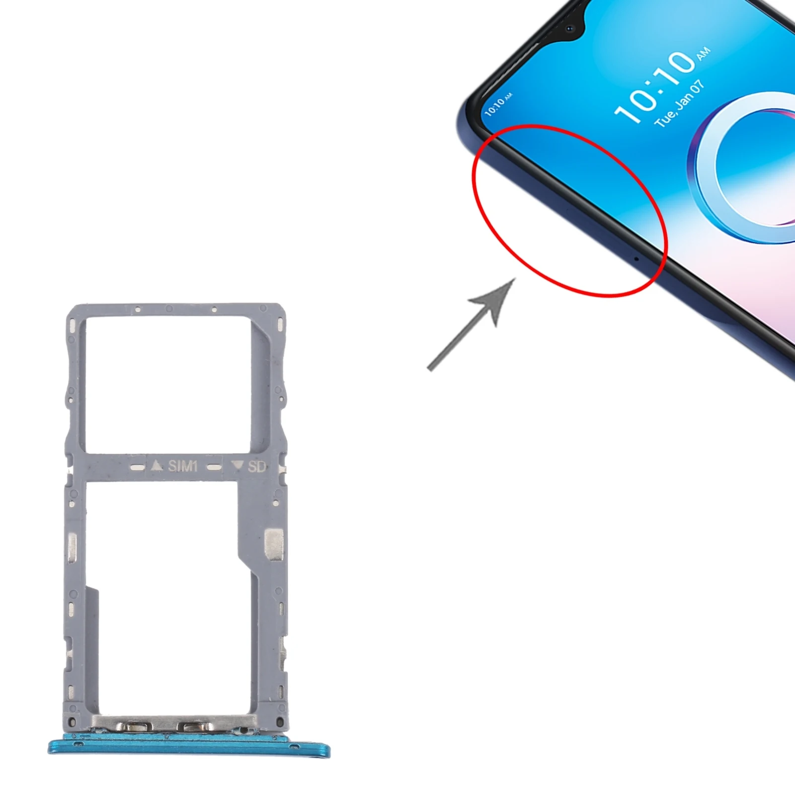 SIM Card Tray + Micro SD Card Tray for Alcatel 3L 2020 SIM Card Holder Drawer Phone Replacement Part images - 6