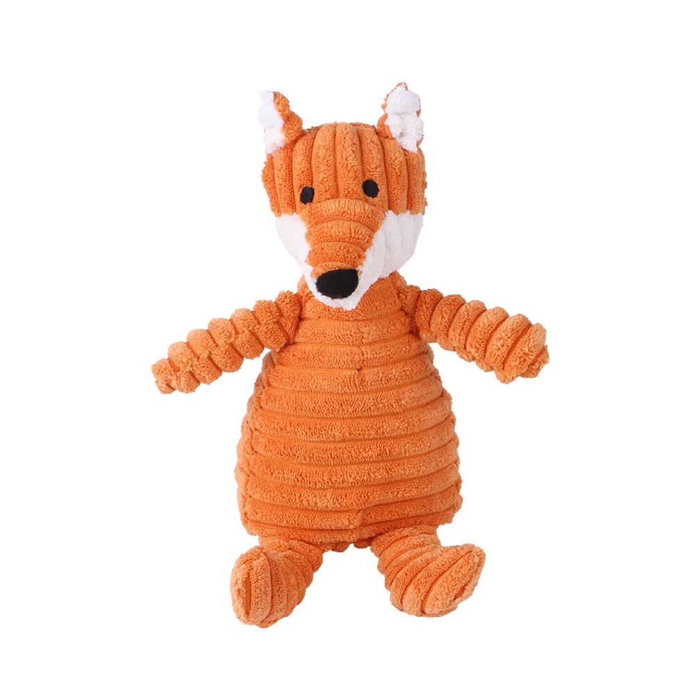 Plush Corduroy Squeaky Chew Toy for Dogs - Bite Resistant and Fun for All Sizes