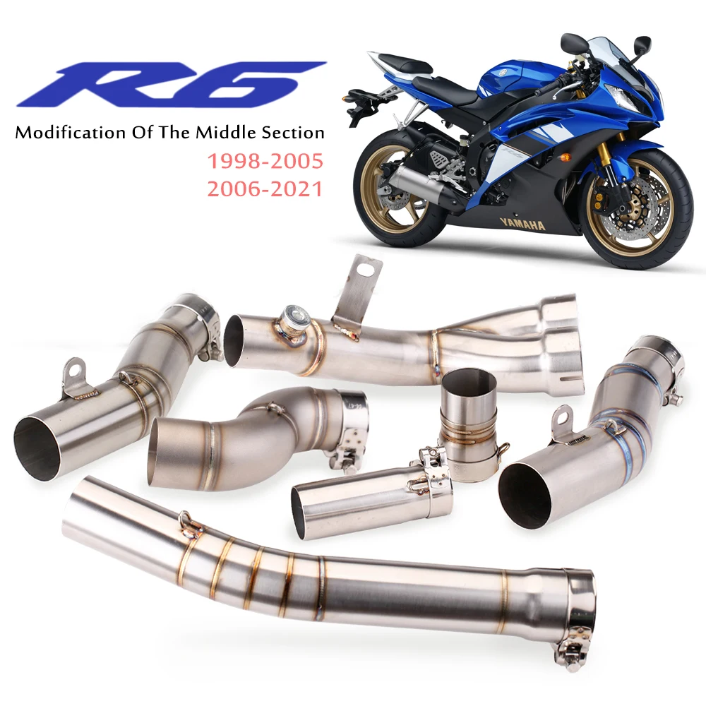Motorcycle-Muffler-Front-Header-Exhaust-For-YAMAHA-YZF-R6-98-05-06-21 ...