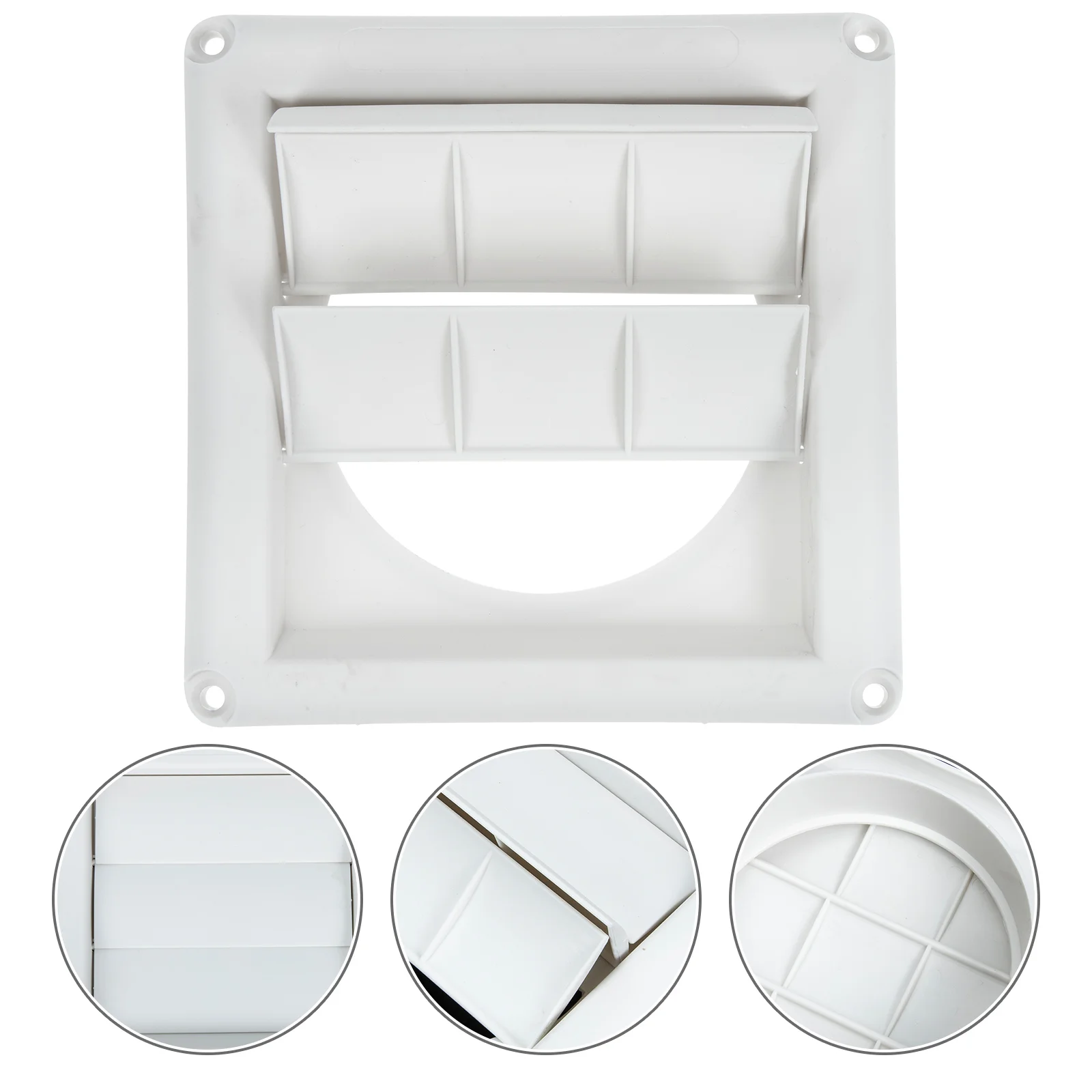 

External Wall Air Vent Weather Proof Cover Louvered Ventilation Hood White for Exterior Outlet Airflow