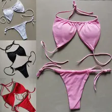 여름 섹시 비키니 세트 푸쉬업 패드 브라 끈 팬티 스플릿 수영복 여성 붕대형 수영복 조절 가능한 레이싱 수영복 솔리드
