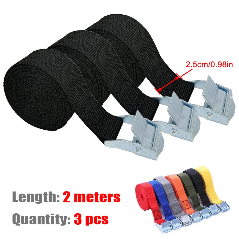 Cargo Straps 3PCS 2M with Fastening Buckle for Car Roof Rack Motorcycle Bike Luggage Kayak Cargo Tie Down Cargo Straps Cargo Tie Down Strap Tie Down Straps Lashing Strap