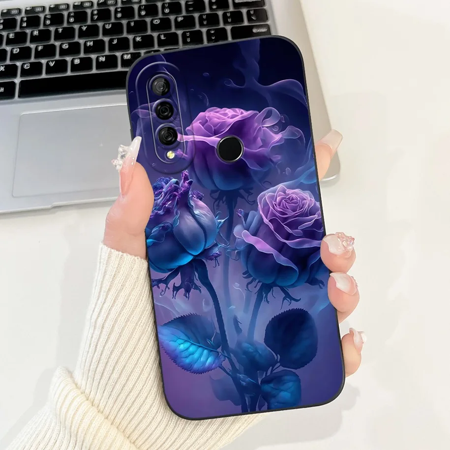 Coque Gel TPU Souple Pour Huawei P20 - Motif Fleur Bleue - Marque NOVAGO - Neuf