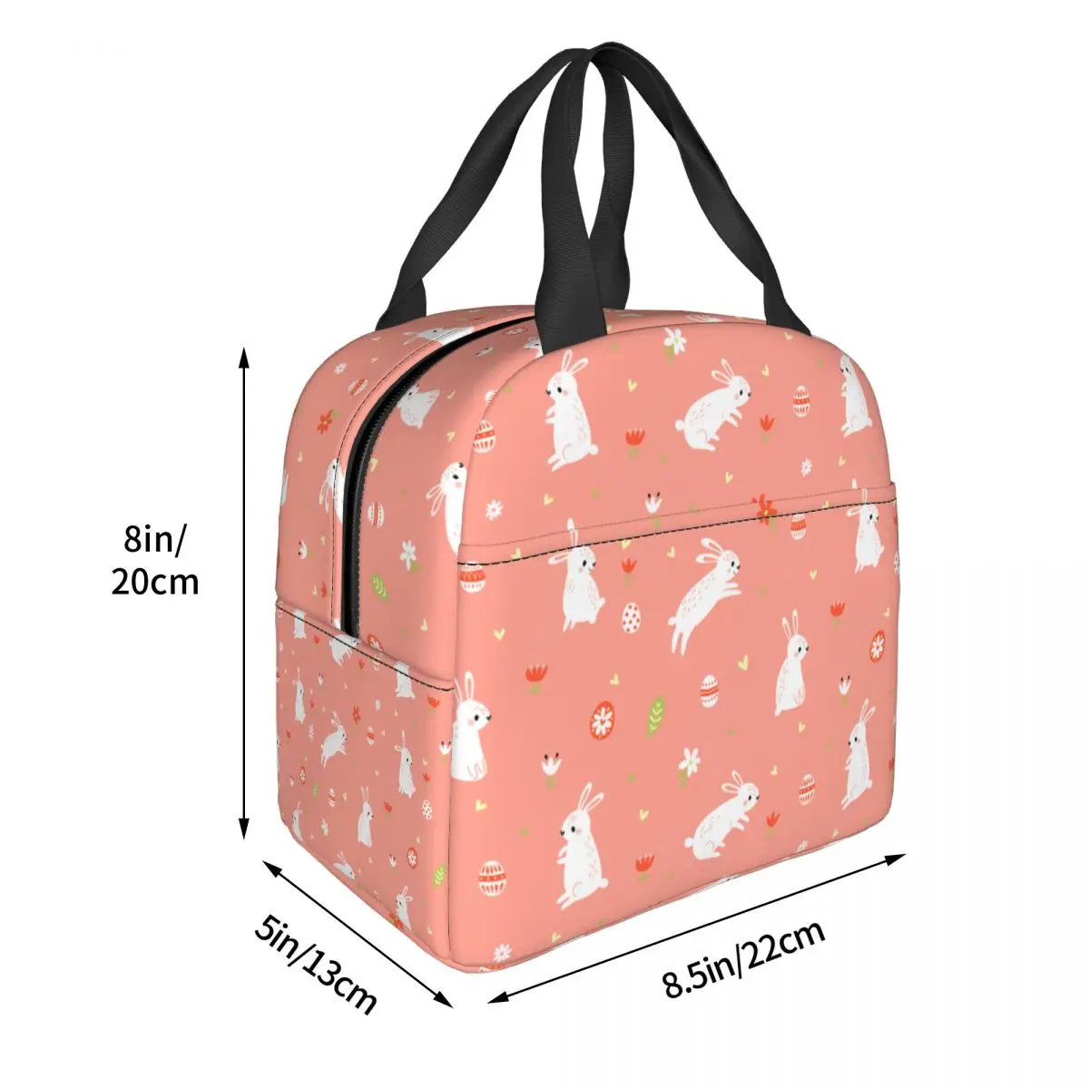 Easter Hares And Flowers Rabbit Lunch Bag Portable Insulated Cooler Bag Thermal Food Picnic Work Lunch Box for Women Children