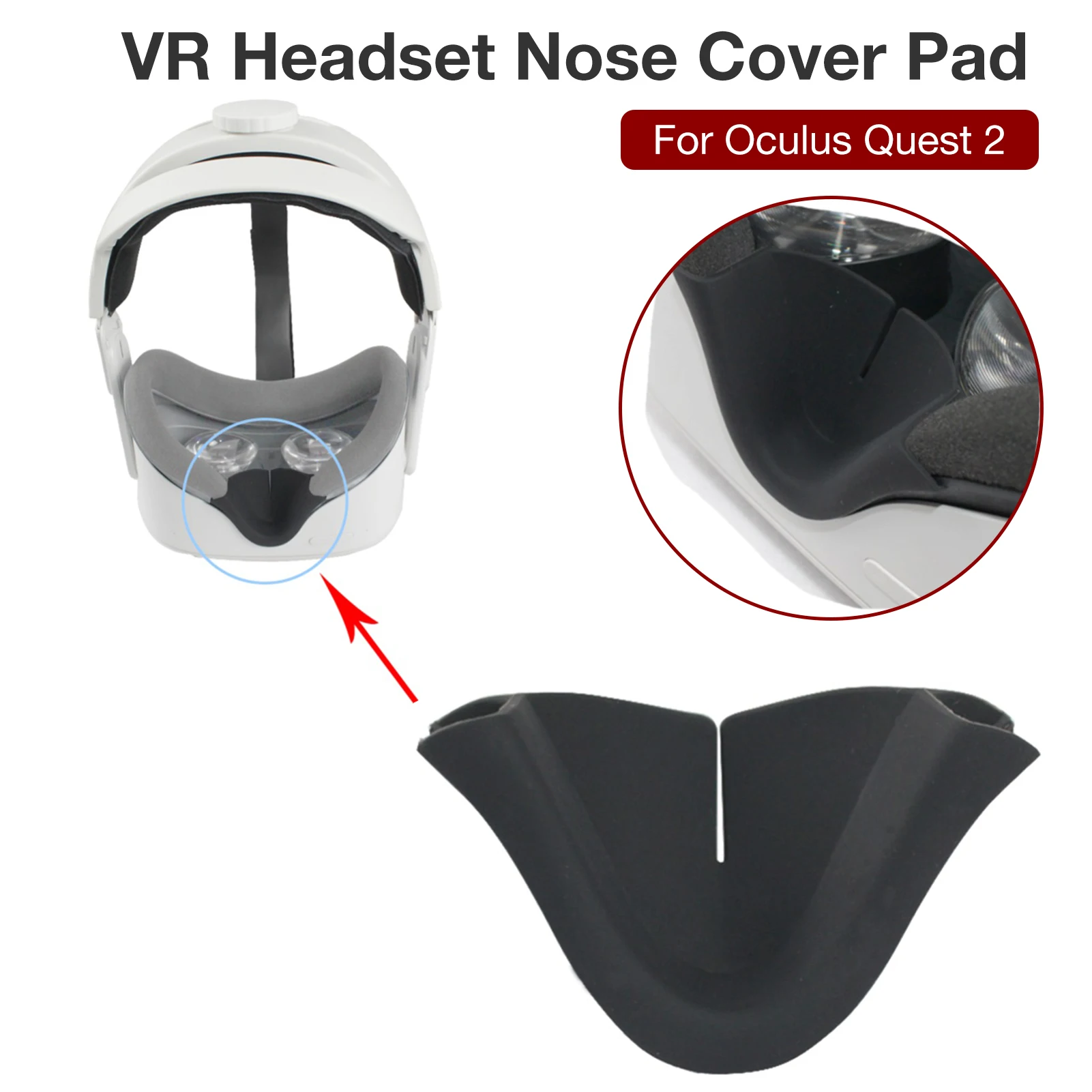 Black Silicone Nose Pad For Oculus Quest 2 VR Headset Accessories Shading Cover Cushion Eye Mask Support Holder For Quest2 VR