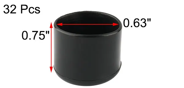 32pcs Round PVC Leg Caps Tips Cup Feet Covers 16mm Inner Dia Anti-moisture Non-slip Floor Protector for Furniture Chair Desk