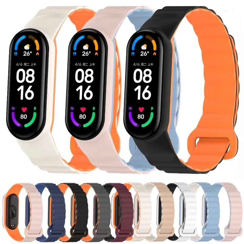 

Магнитный силиконовый ремешок для смарт-браслета Xiaomi Mi Band 8, ремешок-петля для Mi Band 8, сменный Браслет для спорта и отдыха