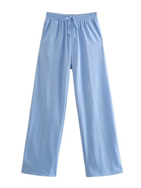 Woman 2021 Traf Pants Fashion Long Trousers Drawstring High Waist Wide Leg Green Casual Pant Female 2 Pie Suits