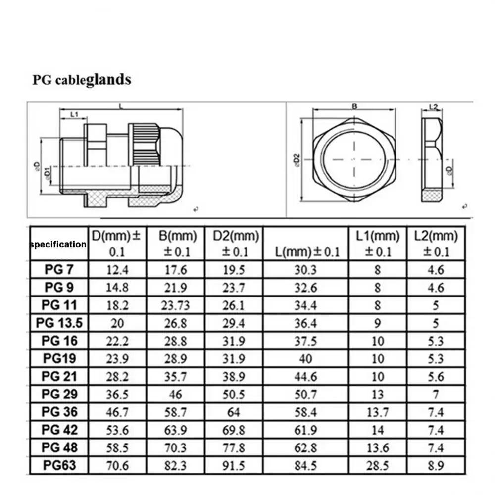Description Picture 2 of itemFactory DirectRohs Certification IP68 presse etoupe pg7 3-6.5mm Waterproof Nylon Cable Gland Waterproof Gasket Plastic