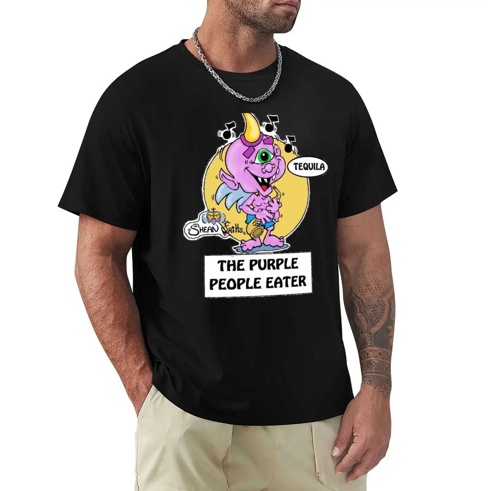 Fritts Cartoons Purple People Eater T-Shirt Kawaii Clothes T-Shirt Manica Corta Sublime Mens Magliette Grandi E Alte