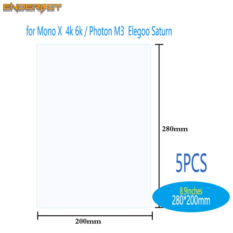 5PCS FEP film 280*200mm/200*140mm *0.15mm for Elegoo Saturn Anycubic Mono  Photon M3 and other 5.9/8.9 inch UV resin 3D printers