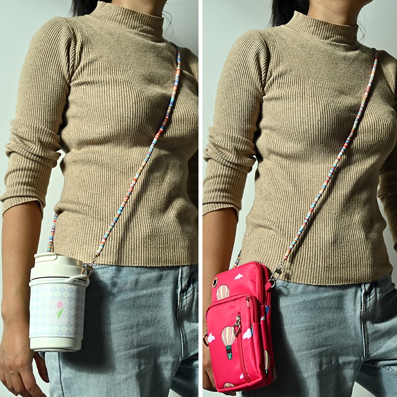 120CM Crossbody Cell Phone Lanyard Fashion Water Bottle Holder Strap Generic Phone Case Chain 6mm Clay Portable Small Bag Chain