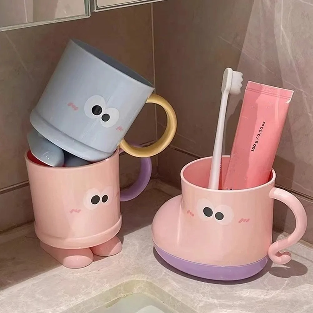 Cartoon Big Eyes Expression Mouthwash Plastic Brushing Toothbrush Cup Bathroom Accessories_voghion.com