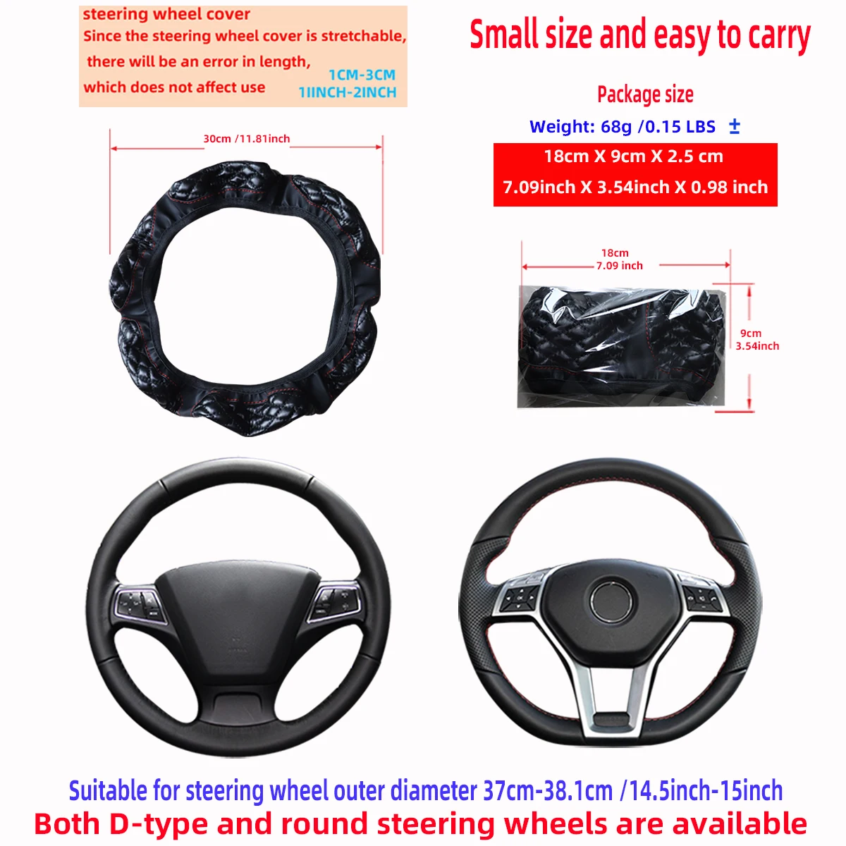 1 artificial sheepskin stereo embroidery soft and comfortable car supplies no inner ring steering wheel cover fits 14.5-15 inche steering wheel cover