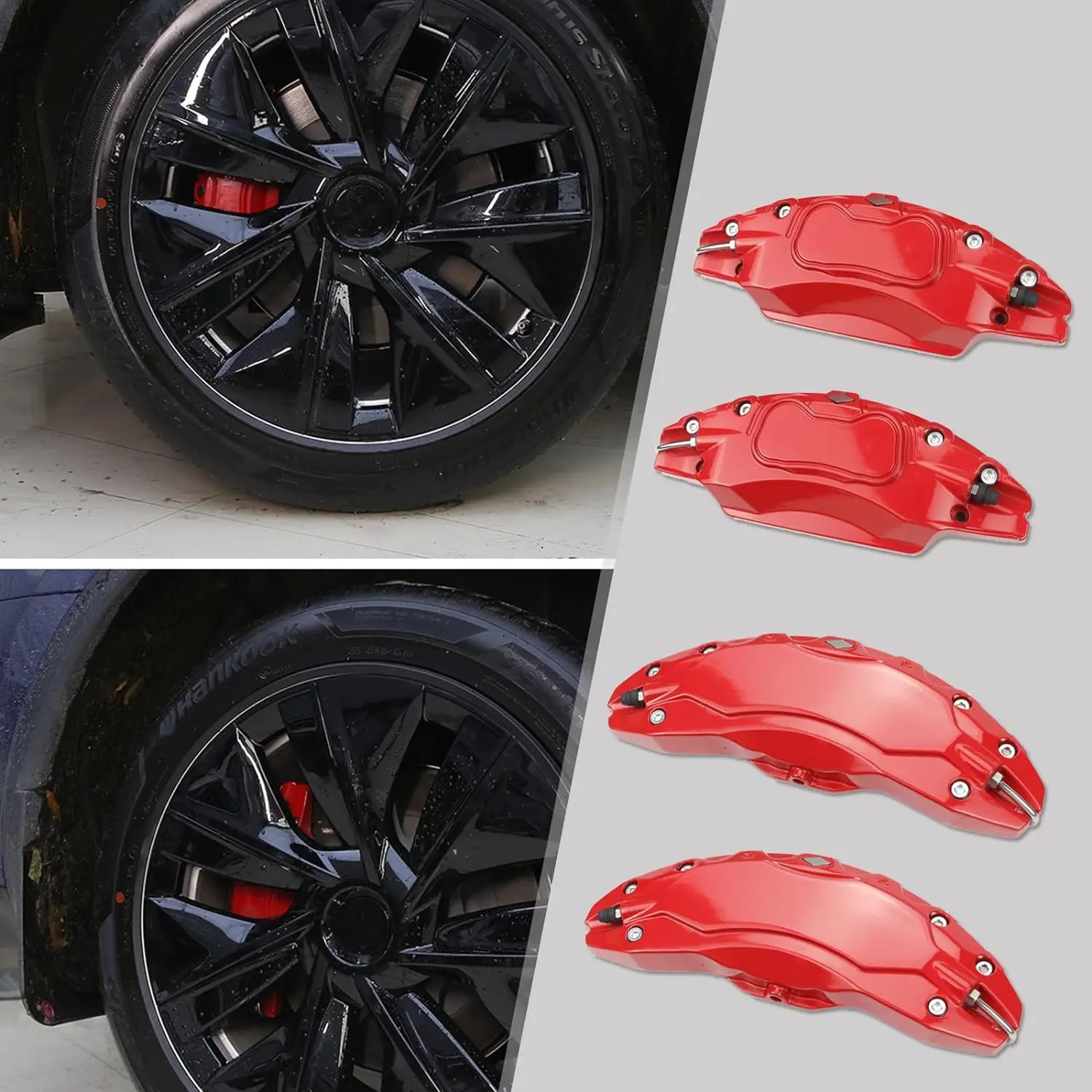 Copri Pinza Freno Per Tesla Model Y - Set Da 4 In Lega Di Alluminio, Colore Rosso - Foto 11