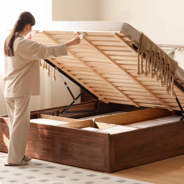 Storage Multifunctional Bed Space Saving Bedroom Frame Japanese Sun Sleeping Bed Wooden Tatami Camas De Casal Hotel Furniture 3