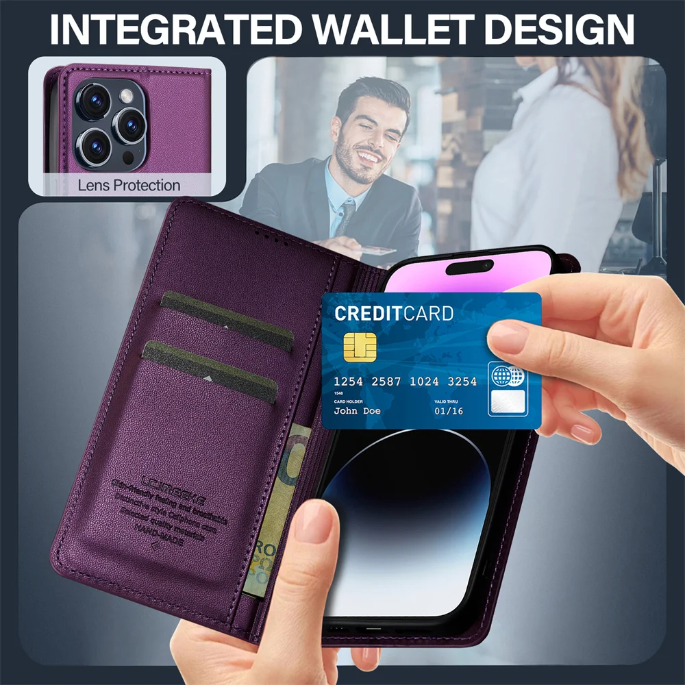 Luxury Leather Wallet Flip Case - Premium Phone Cover