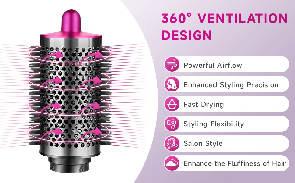 Description Picture 5 of itemFor Dyson Supersonic HairDryer Auto-Curling Barrels 30/38/40/55MM Styling Nozzle HS0105 Airwrap Diffuser StraighteningÂ Hair Tool