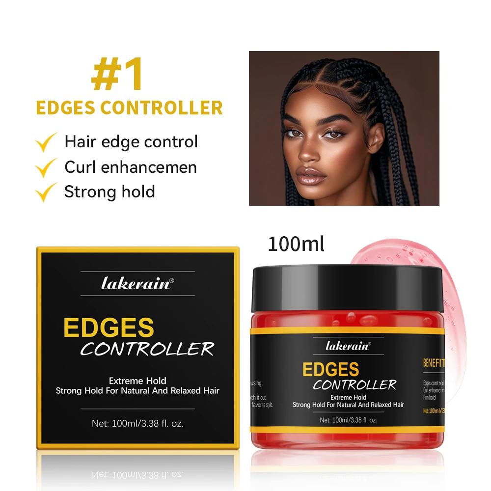 100ml/3.38 fl. oz. Edge Control Hair Gel Strong Hold Thick Edges Styling Gel Non-Greasy Non-Flaking Hair For All Types