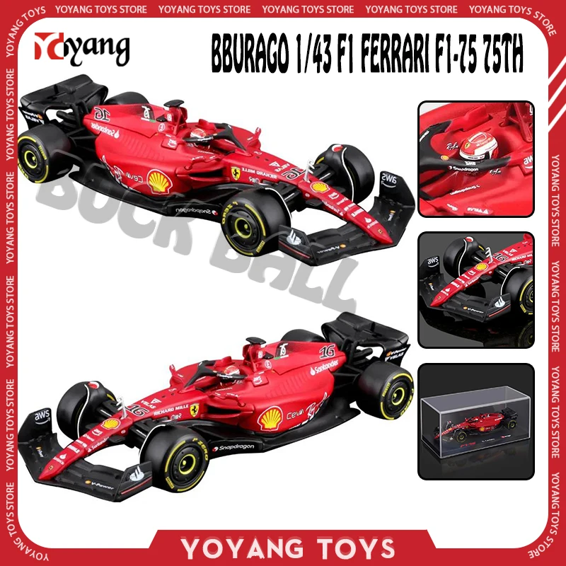 

Модель автомобиля Bburago 1/43 в масштабе F1 Ferrari F1-75 75th Anniversary Racing #16 #55