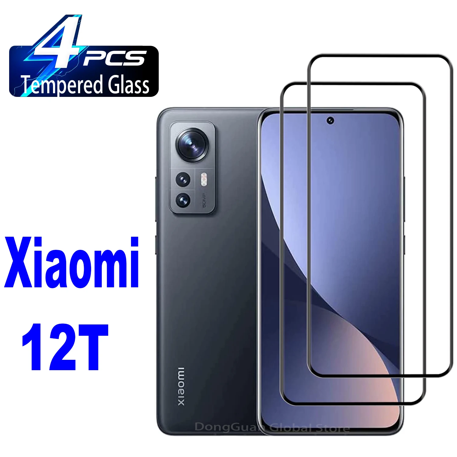 

2/4Pcs Black Tempered For Xiaomi 14 13 12T 11T Pro 10T Lite Screen Protector Glass