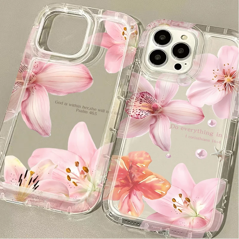 Chic Pretty Pink Sakura Flower Clear Silicone Phone Case