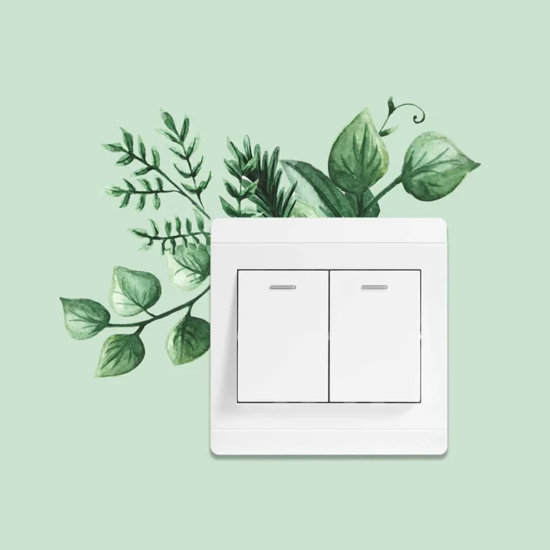 Description Picture 6 of itemFlower Switch Stickers Green Leaves Plants Wall Sticker Tropical Switch Wallpaper Self-Adhesive Wall Decals Home Decor DIY