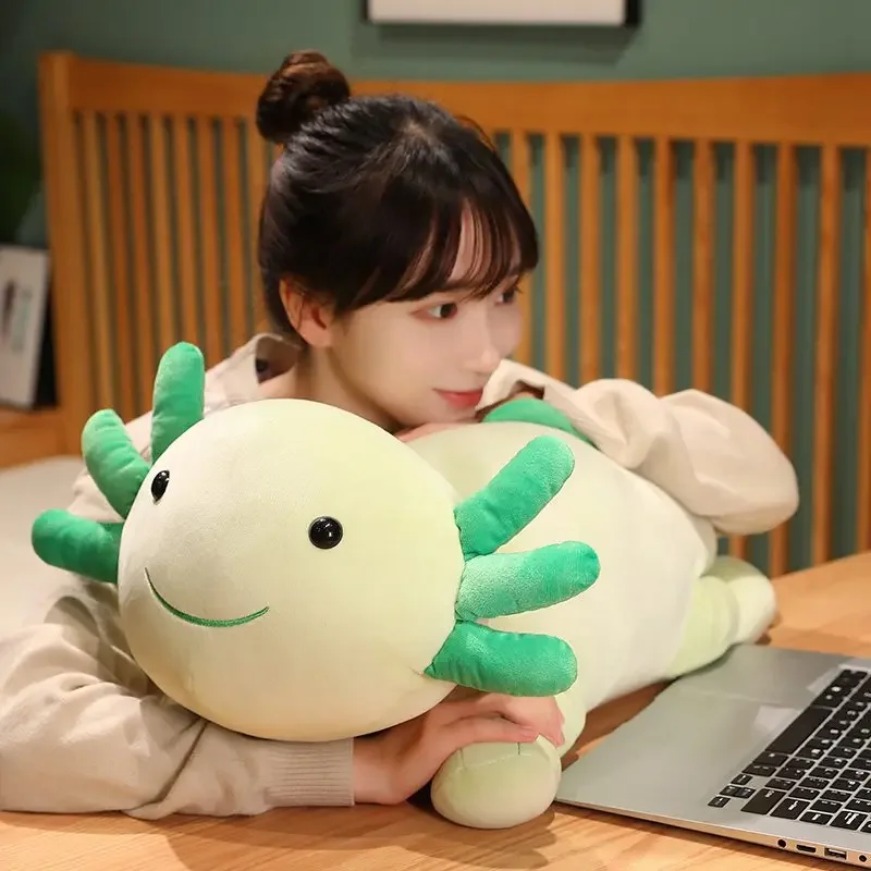 거대한 다채로운 뉴트 플러시 장난감 귀여운 Axolotl 도롱뇽 퍼지 긴 플러시 물고기 Appeasing 긴 베개 쿠션 키즈 선물