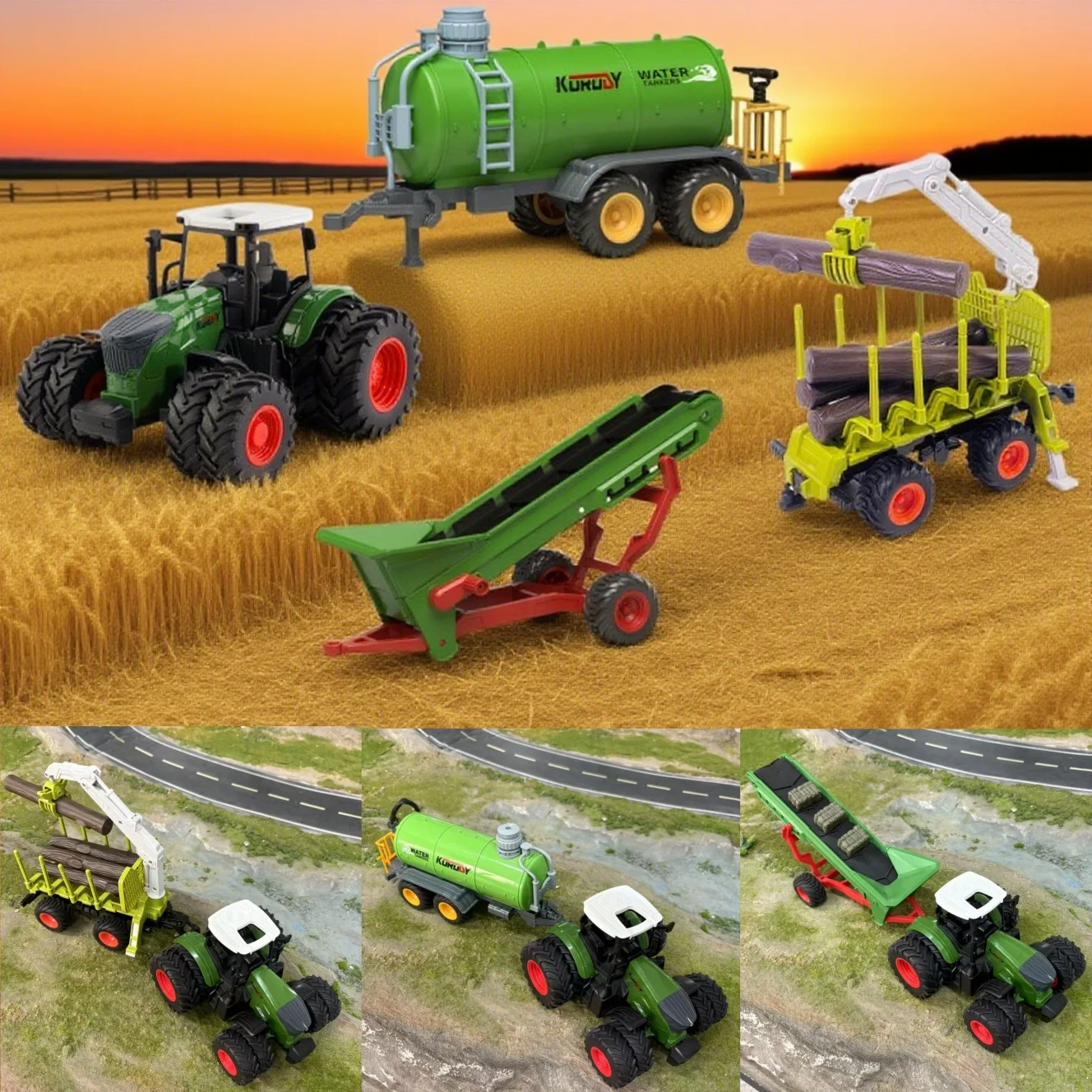 Farm-Themed Toy Truck Set with Accessories